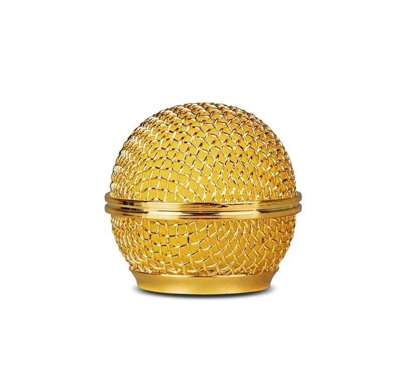 RK143 Microphone Grille Windscreen Gold Plated for Shure Vocal Mics Sm58, SM58LC