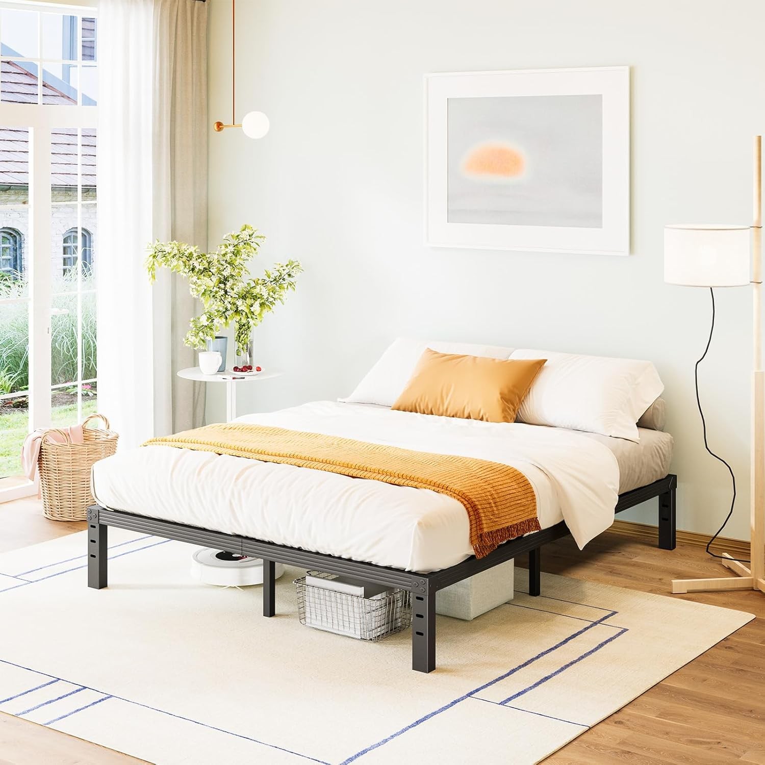 Bed-Frame-Queen 14 Inch Metal Platform Bed-Frame No Box Spring Needed Heavy Duty