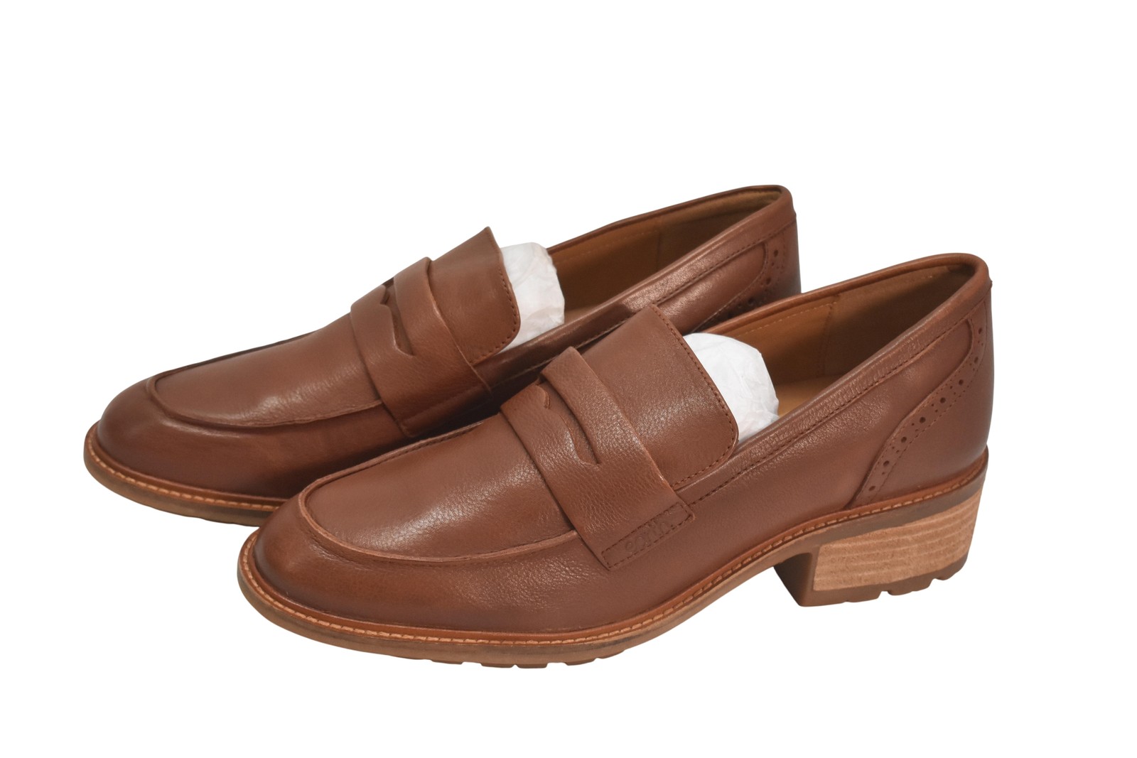Earth Lindy Shoes Womens Size 10 Brown Leather Loafer Block Heel Comfort