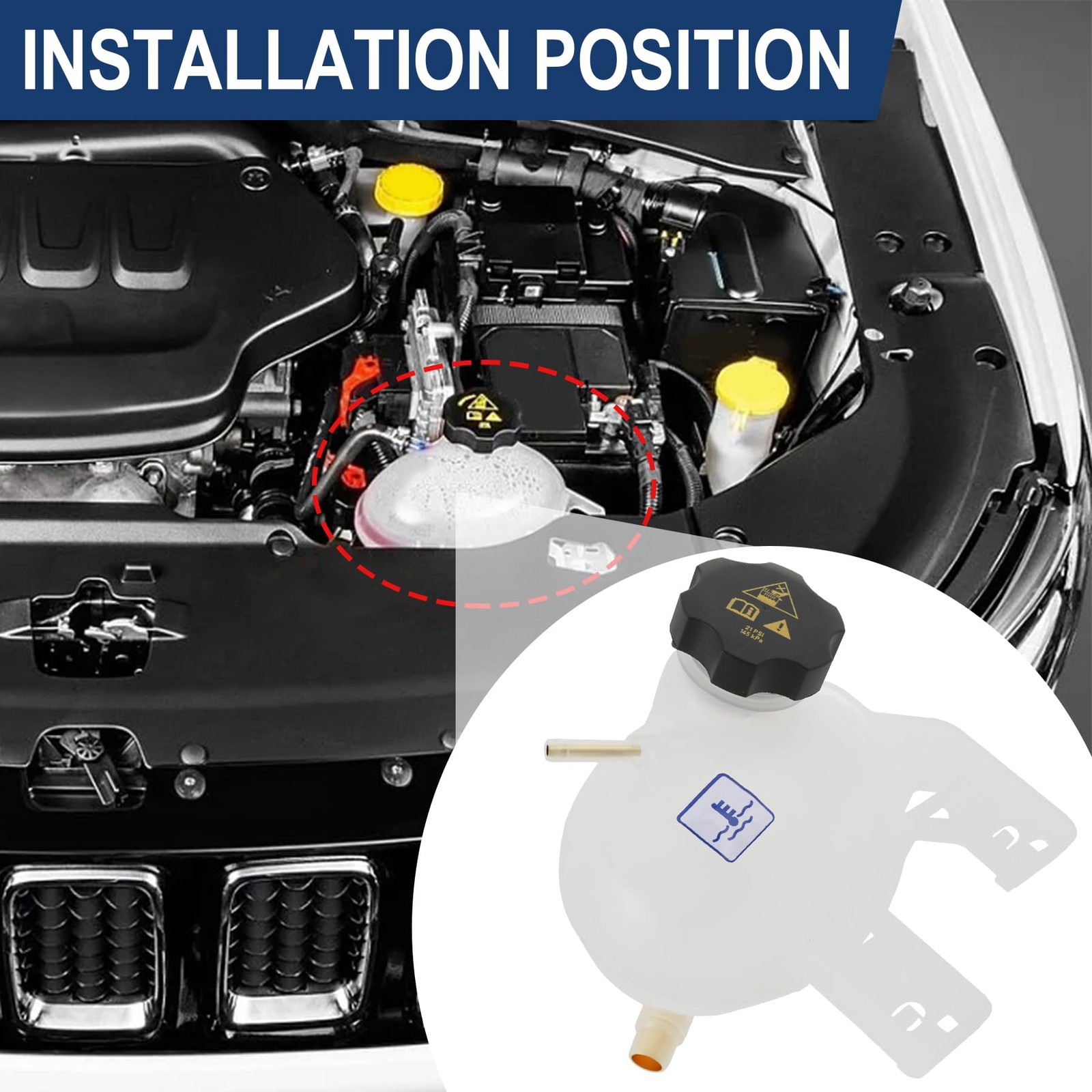 Engine Coolant Recovery Radiator Reservoir Tank W/ Cap For Jeep Compass 1PC