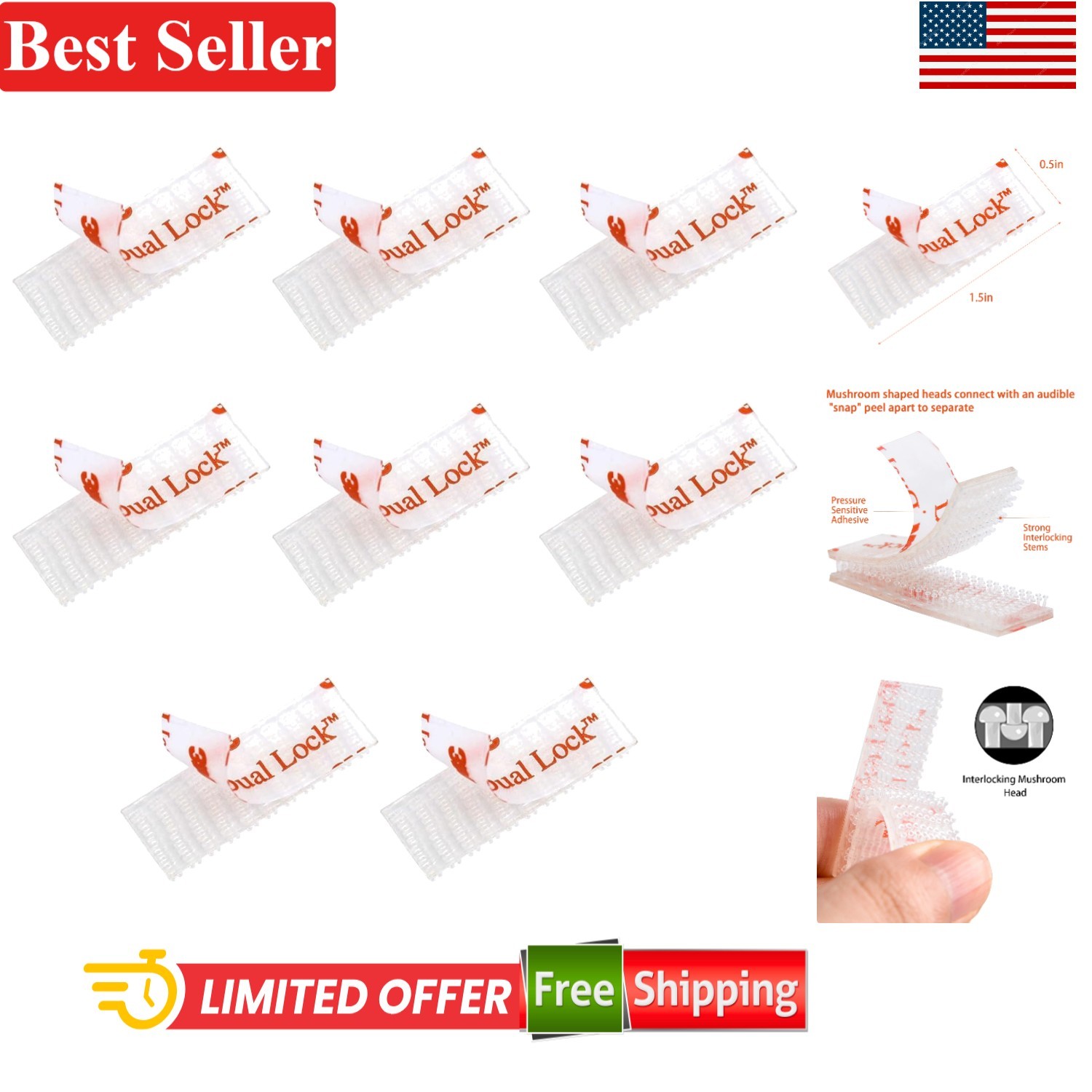 Toll Pass Mounting Kit 8 Pcs Dual Lock Reclosable Fasteners for EZ Pass, I-Pa...