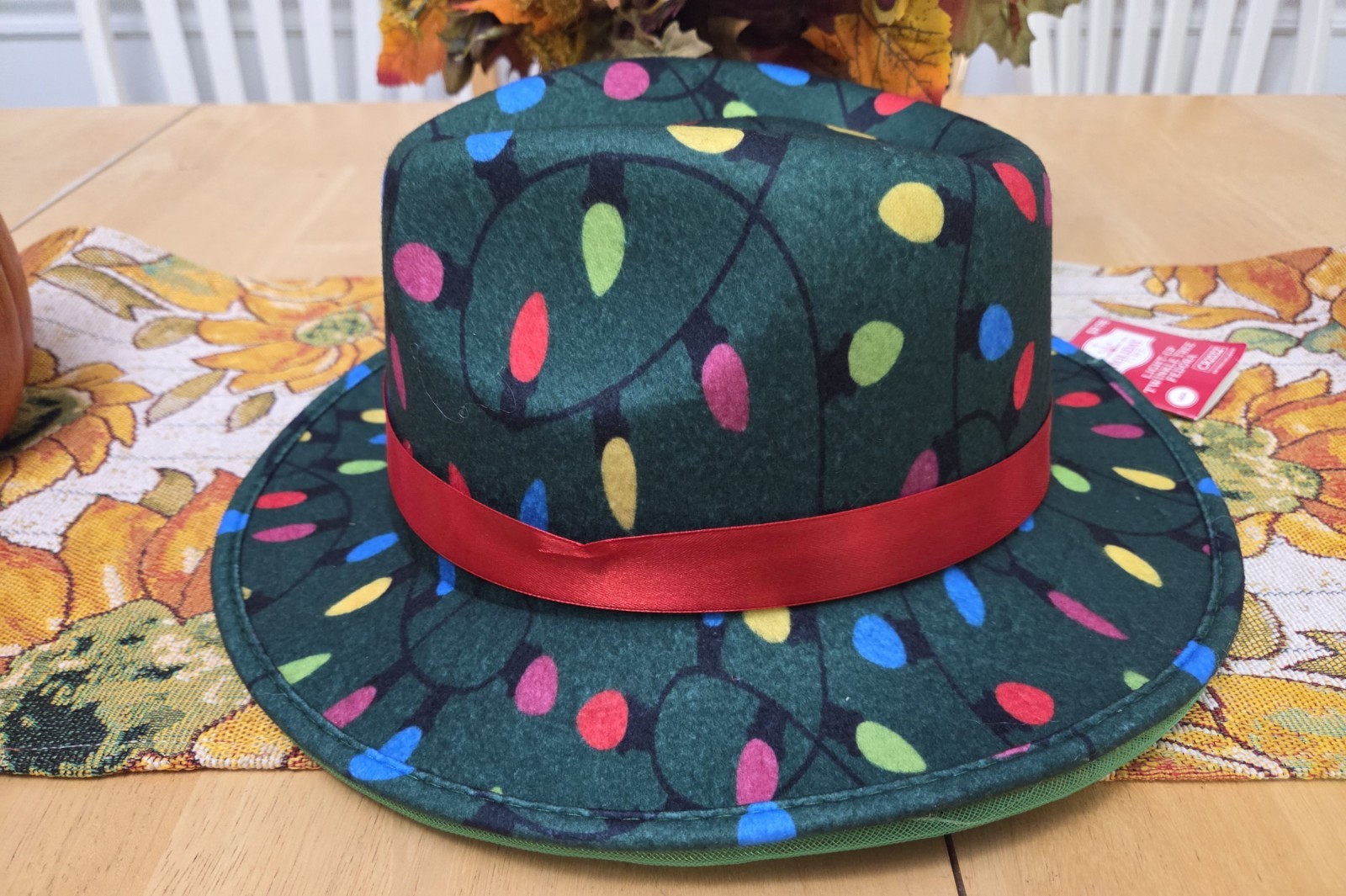 Light Up LED 3 Modes One Size Twinkle Tree Holiday Fedora Hat- NEW
