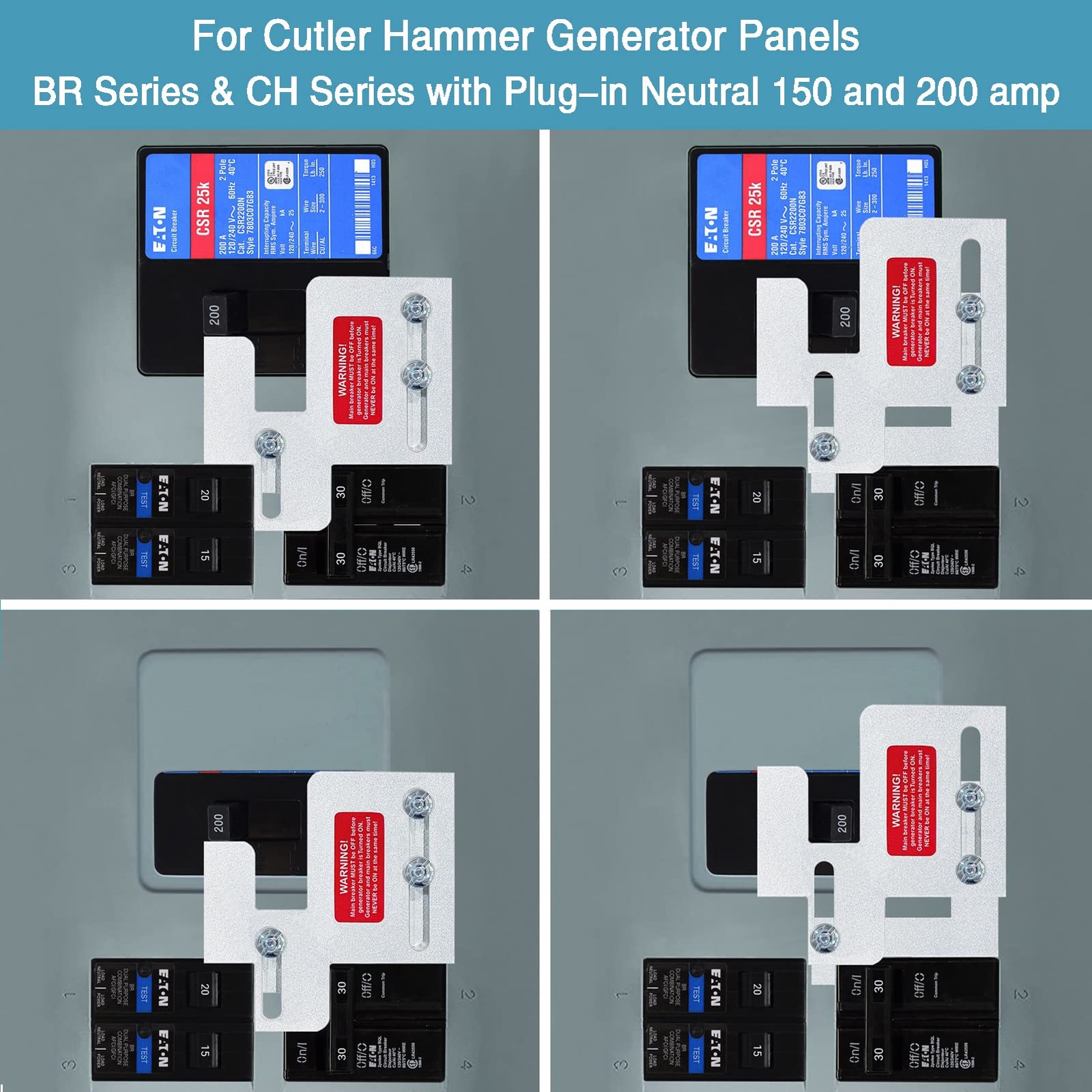 Generator Interlock Kit Compatible with Eaton Cutler Hammer silver grey black