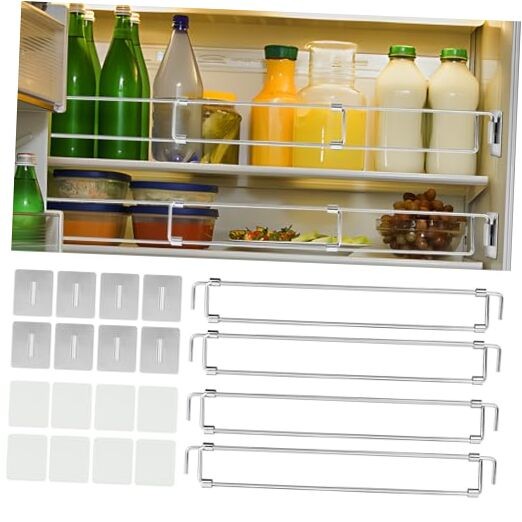 4 Packs RV Refrigerator Bars, 12.4"-22.5" Stainless Steel RV Fridge Tension