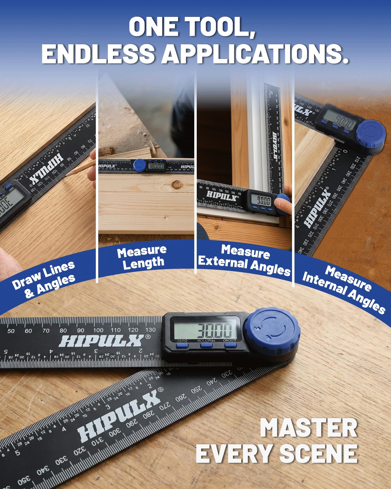 Digital Angle Finder Tool, 7 Inch Digital Protractor with LCD Display, 0-360°...