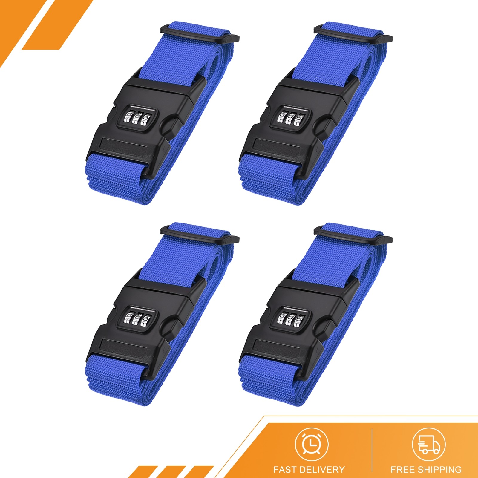 4 x Luggage Straps Suitcase Belts with Buckle Combination Lock 2Mx5cm Dark Blue