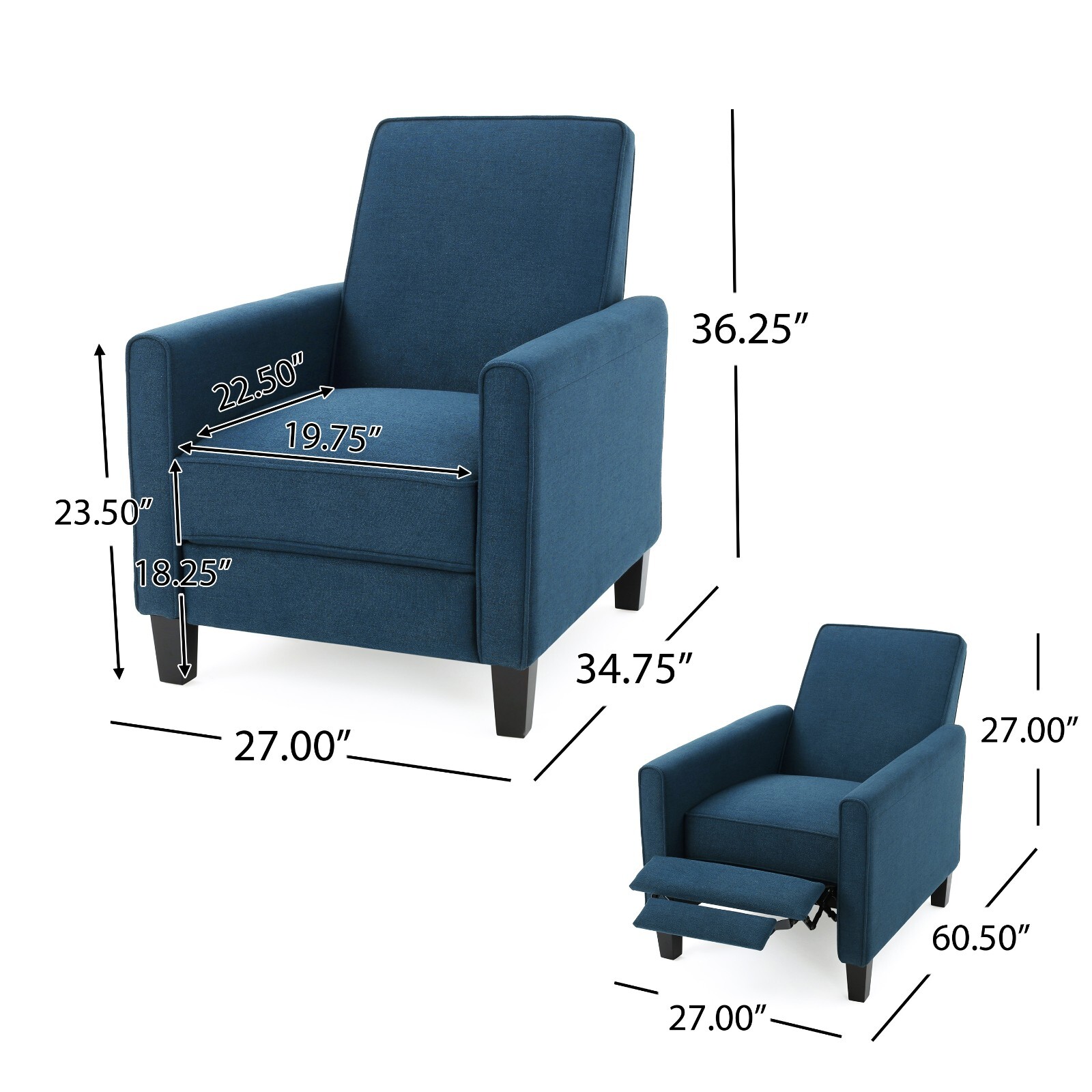 Lucas Contemporary Fabric Recliner (Set of 2)