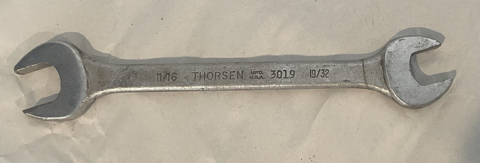 Vintage Thorsen Tools 3019 - 11/16" x 19/32" Open End Wrench Tool