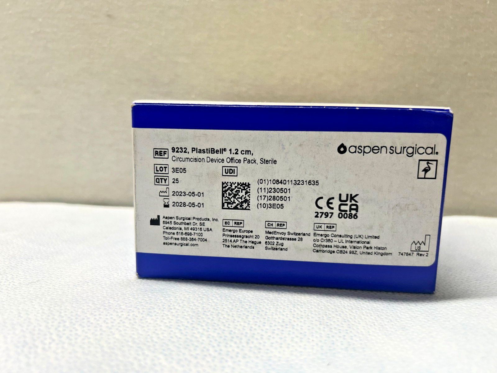 25 X ASPEN 9232 PLASTIBELL 1.2CM CURCUMCISION DEVICE OFFICE PACK