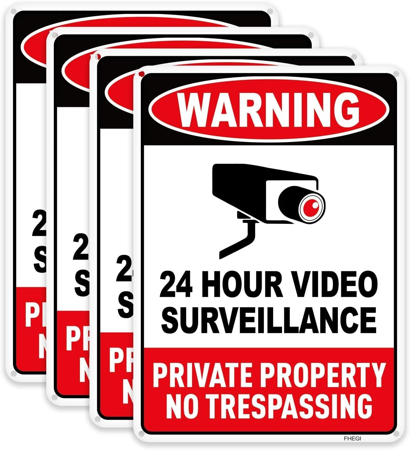 4-Pack Private Property No Trespassing Sign, video surveillance signs outdoor, U