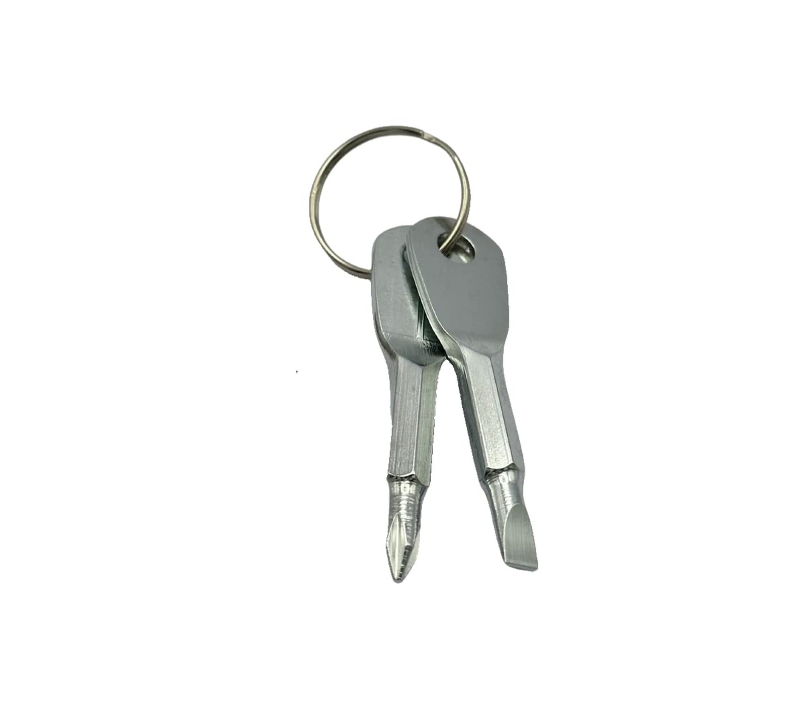 Mini Key Shape Screwdriver Keychain Tool Set - Flathead Phillips Bit