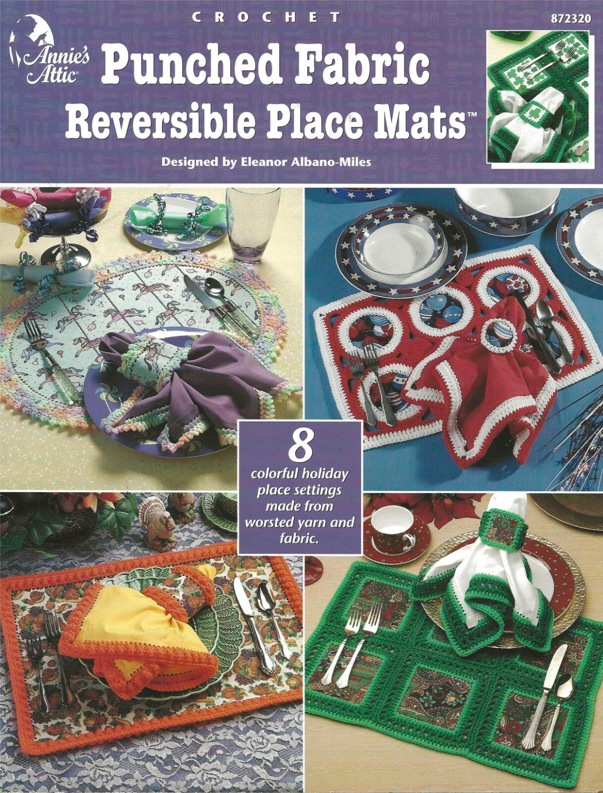 Punched Fabric Reversible Place Mats Crochet Thanksgiving Halloween Birthday NEW