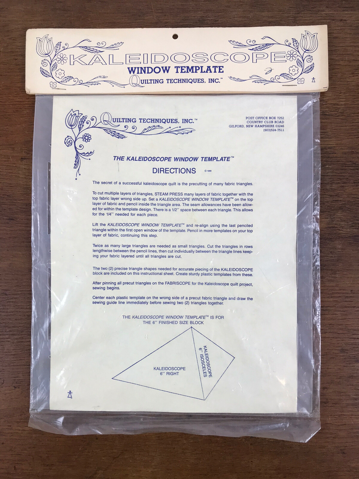 Vintage Kaleidoscope Window Template by Quilting Techniques Inc. New Old Stock