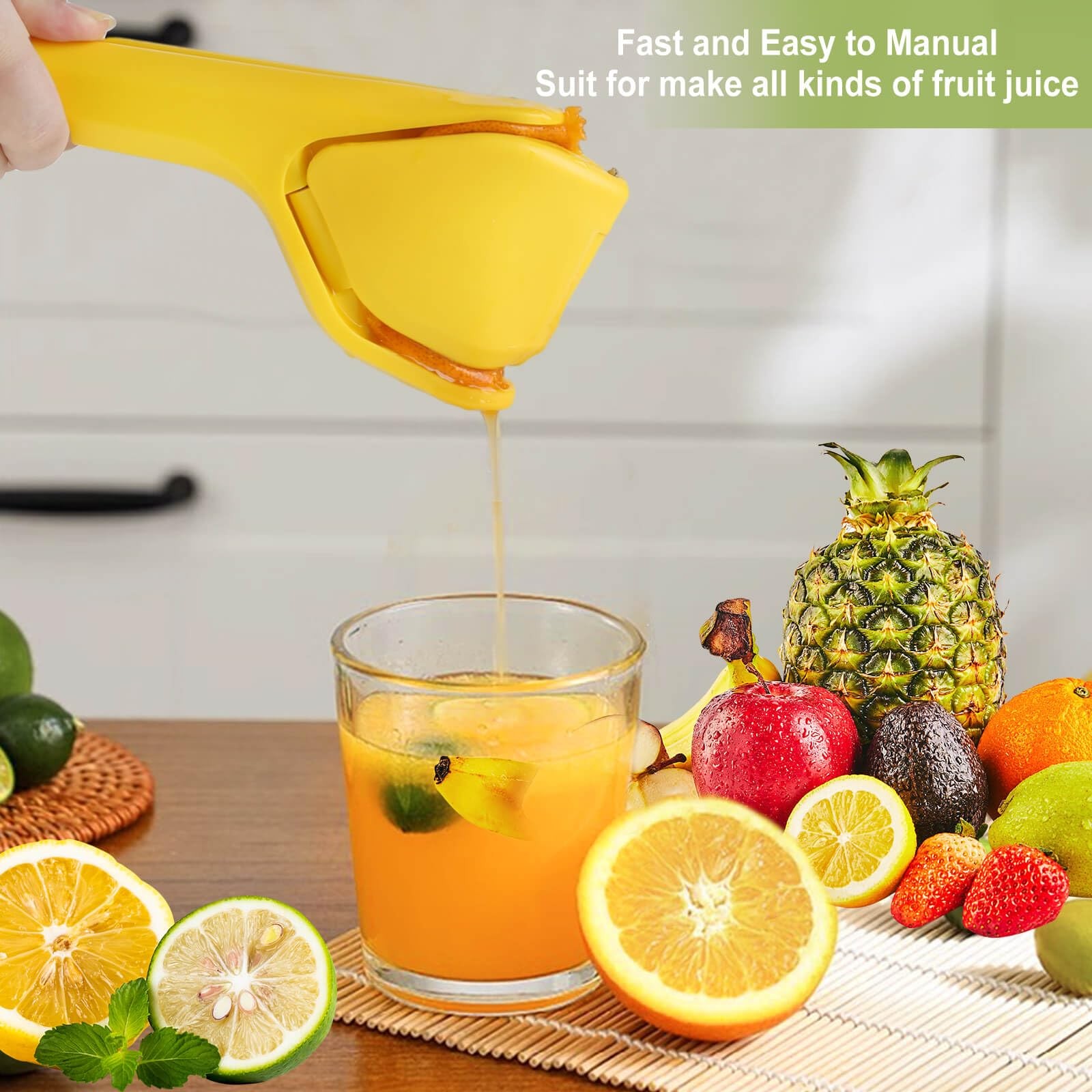 Lemon Squeezer Effortless Manual Flat Lime Juicer Squeezer Hand Citrus Press ...