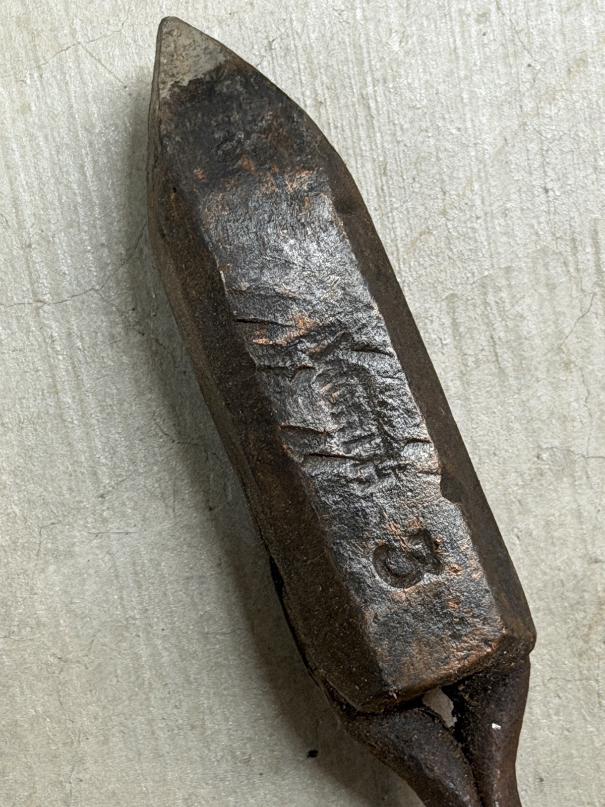 Antique Worth #3 Soldering Iron Copper Head, 14" Long with a Wood Handle.