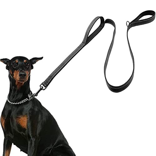 Dog Leash for Large Dogs, Traffic Padded 2 Handles for Extra Control, 6 Black