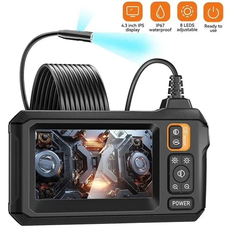 Industrial Endoscope Camera 8mm HD1080P 4.3inch IPS Screen 1080P Pipe Inspection