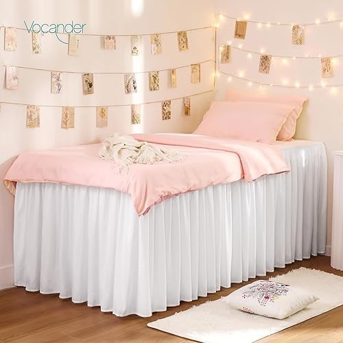 Vocander Dorm Bed Skirt Twin XL 36 Inch Drop Twin/Twin XL-36" Drop, White