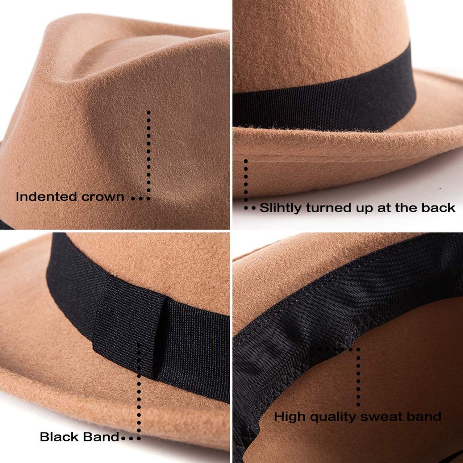 LADYBRO Summer Straw Fedora Hats for Men Women, Wool Felt Trilby Sunhat for T...