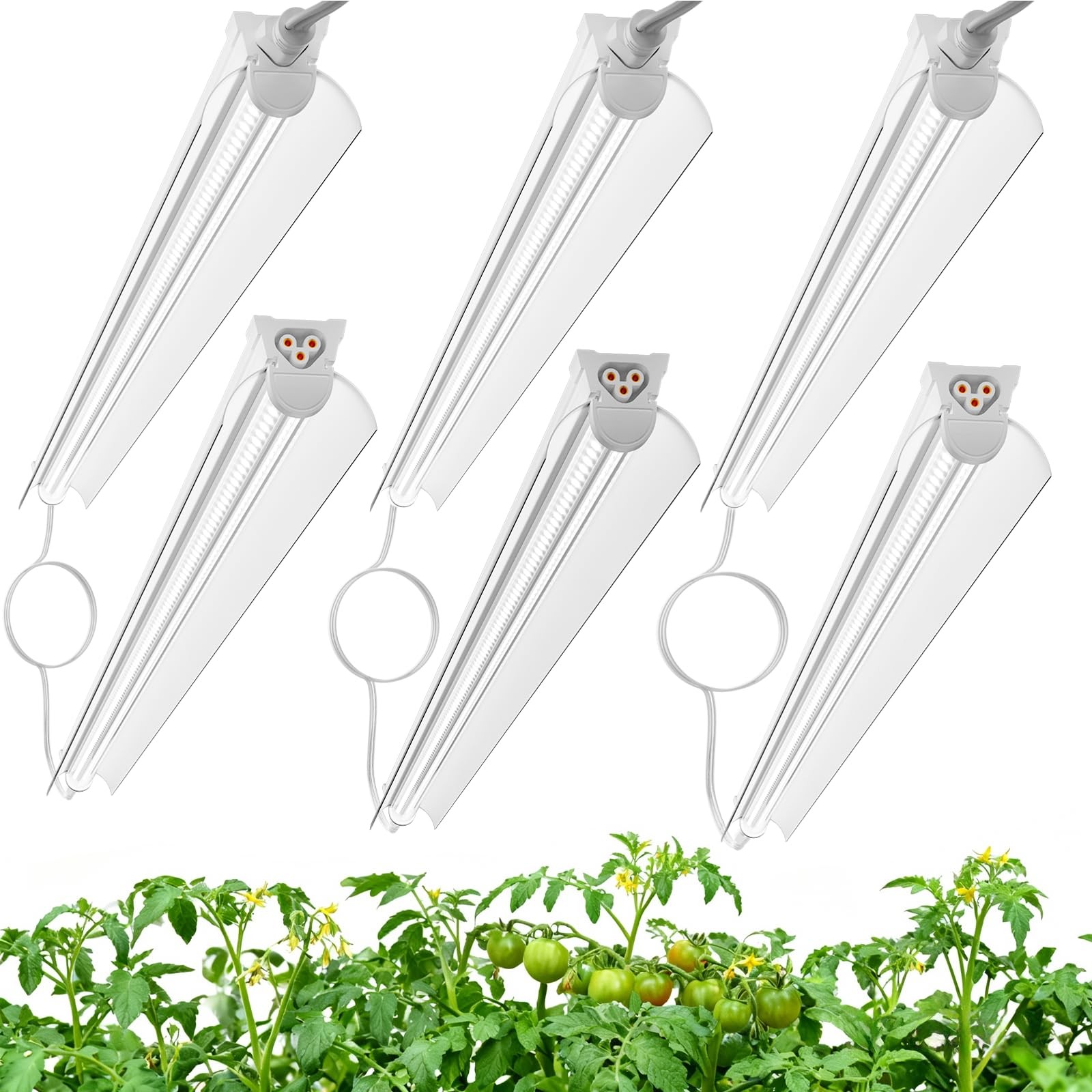4FT Grow Lights for Indoor Plants,T8 5000K Full Spectrum 4FT-6pack, White