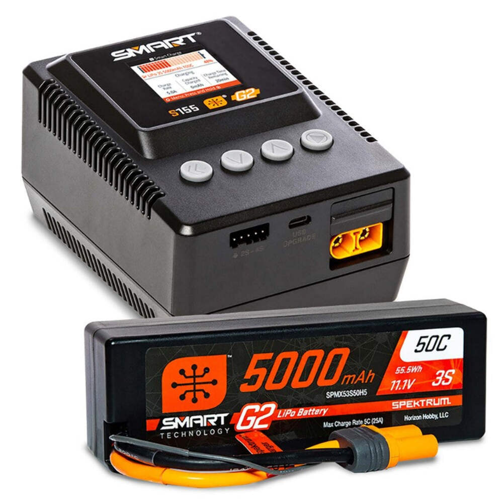 SMART POWERSTAGE 3S SURFACE BUNDLE: G2 5000mAh 3S LiPo IC5 & S155 CHARGER SPEKTR