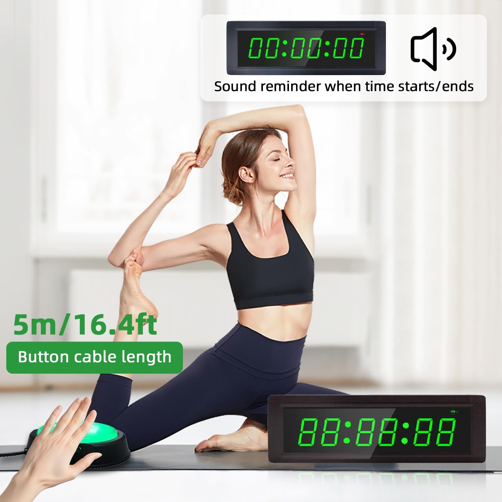 Programmable Gym Timer Clock with Remote, 7 RGB Colors, Interval & Stopwatch, Po