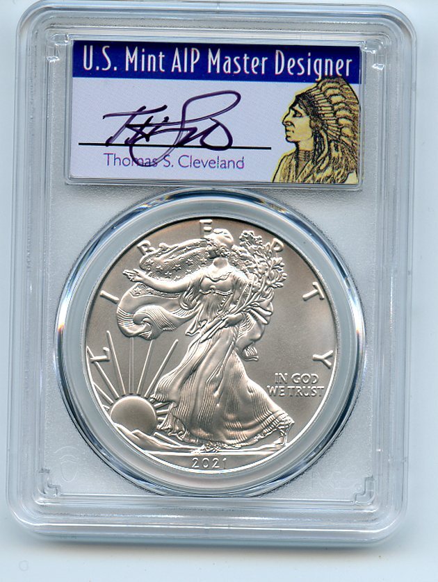 2021 (S) $1 Silver Eagle 1oz Dollar Emergency PCGS MS70 FDOI Cleveland Native