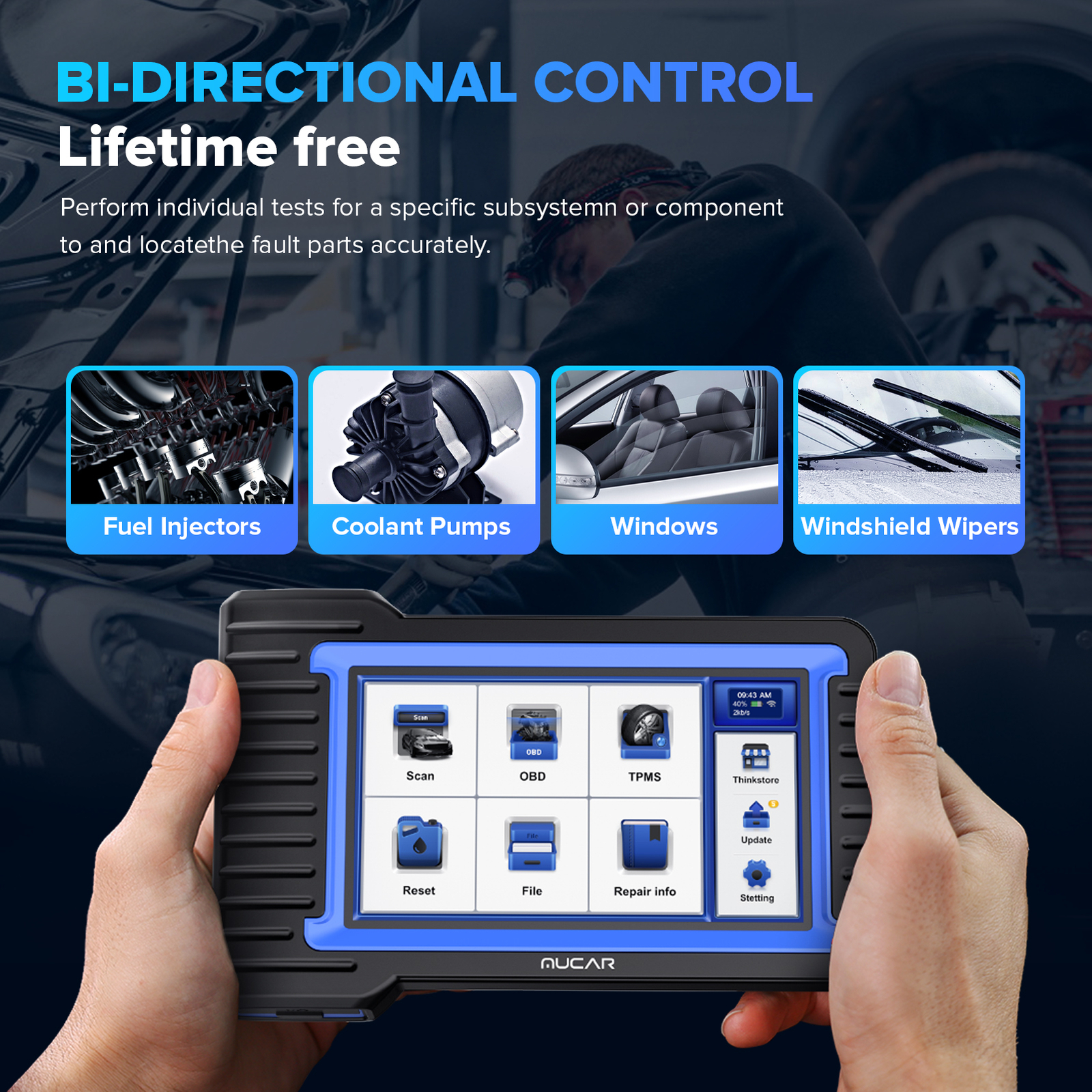MUCAR VO7S Bidirectional Full Diagnostic Scanner ECU Coding Tool CANFD 28+Resets