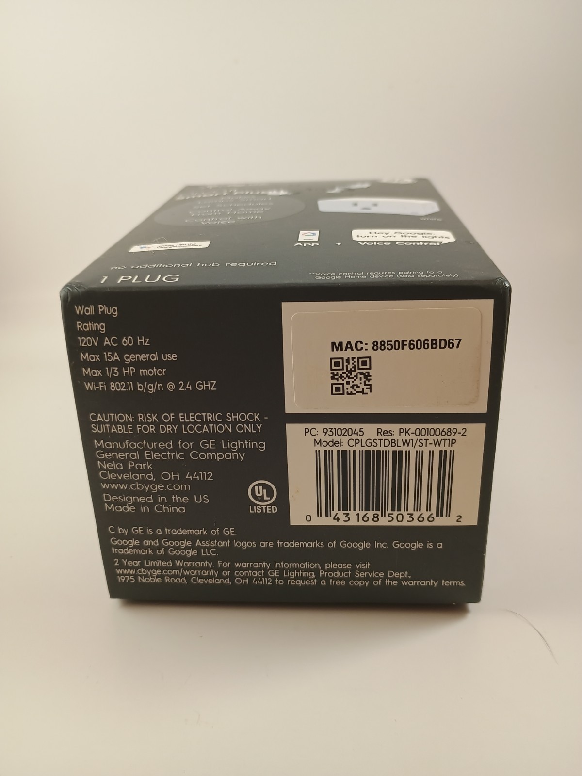 GE CPLGSTDBLW1 On/Off Smart Plug