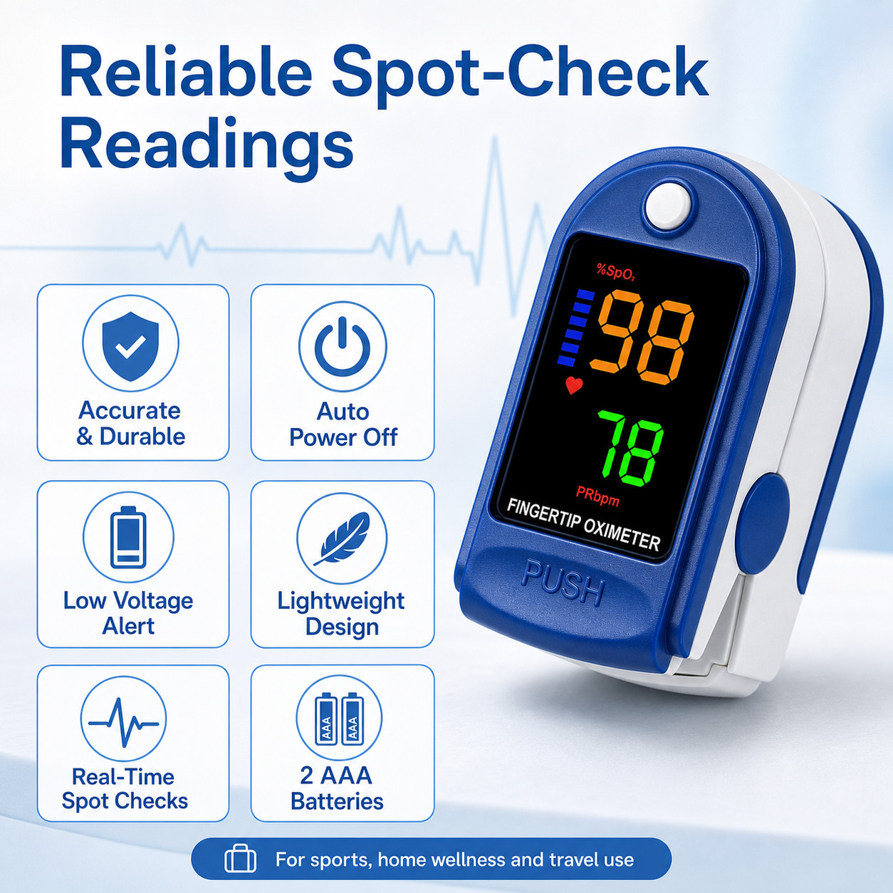 OLED Finger Pulse Oximeter Blood Oxygen Monitor SpO2 Heart Rate Tester portable