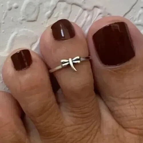 Adjustable Silver Solid Metal Gift For Women's Unique Tiny Dragonfly Toe Ring