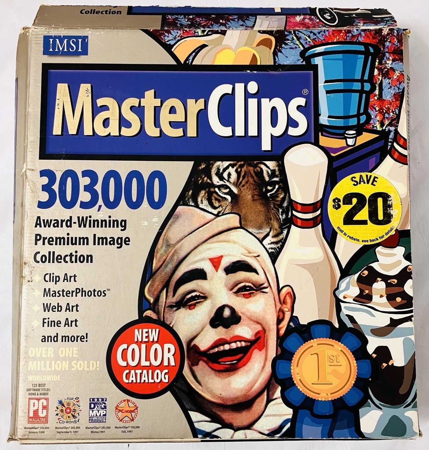 IMSI MasterClips 303,000 Complete 20-CD Clip Art Box Set w Guide Book Windows 95