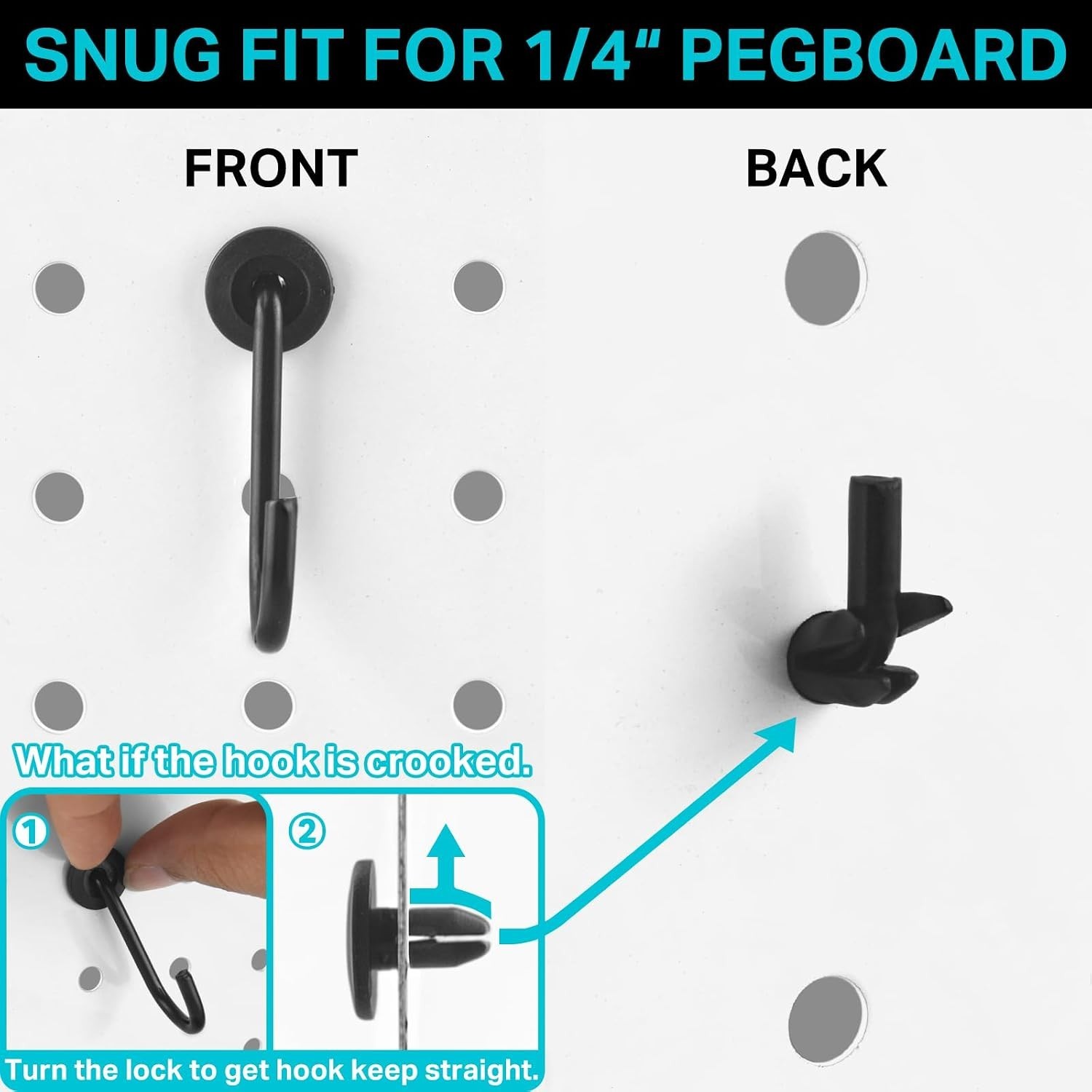 Pegboard Hooks Accessories - 20 Set Plier Holders L Type Hooks Fit 1/4 Pegboa...