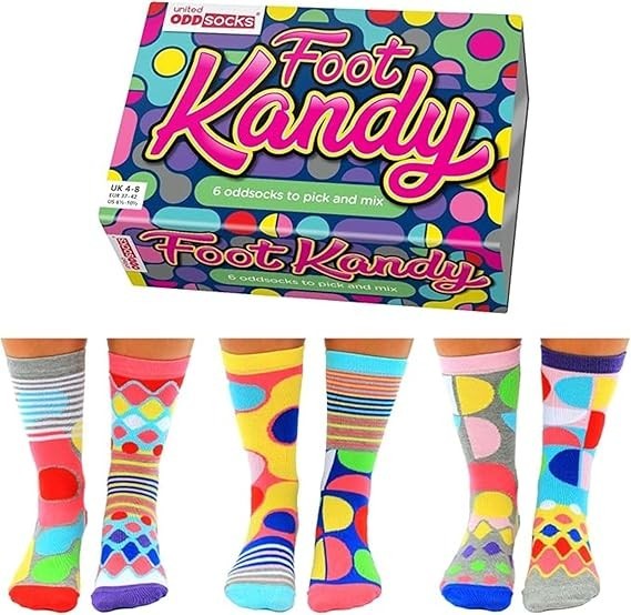 UNITED ODDSOCKS FOOT KANDY SIX PICK AND MIX ODD SOCKS LADIES UK 4 - 8 GIFT IDEA