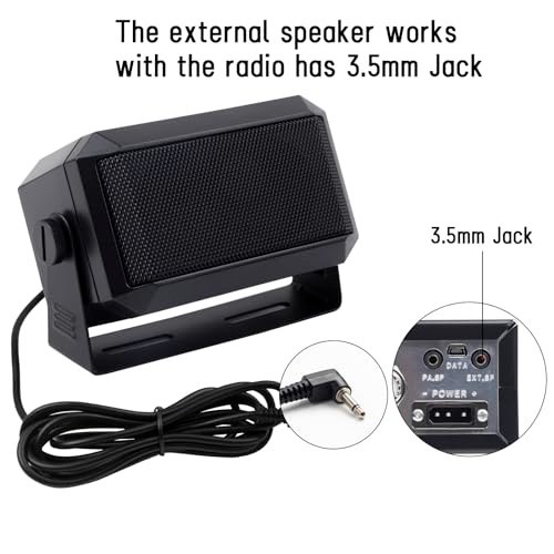5W Rectangular External Speaker for Ham Radio, CB & Scanners - Black, High Quali