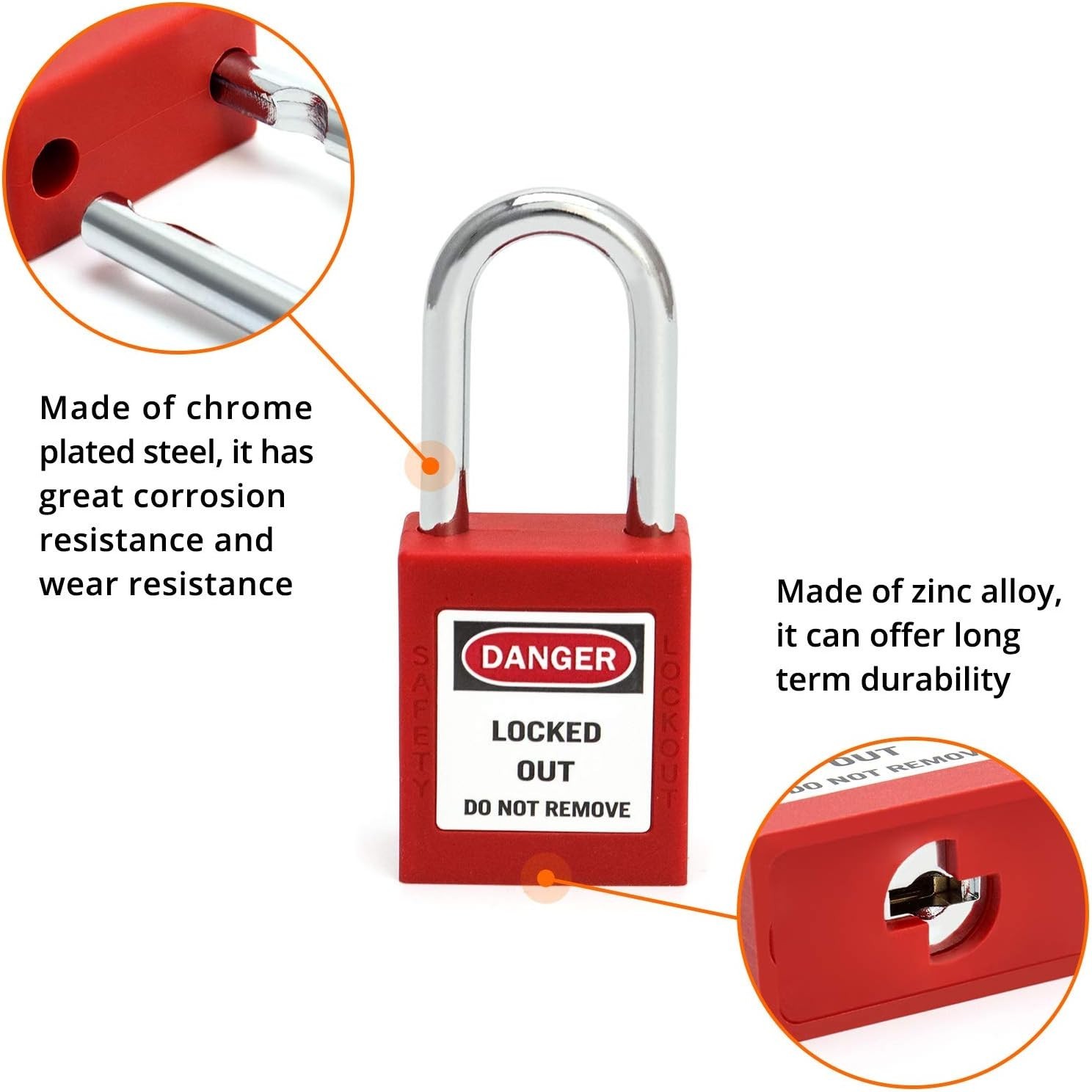 Anti-Bump Red Lockout Padlock with Writable Labels - 2 Pack for Workplace Safety