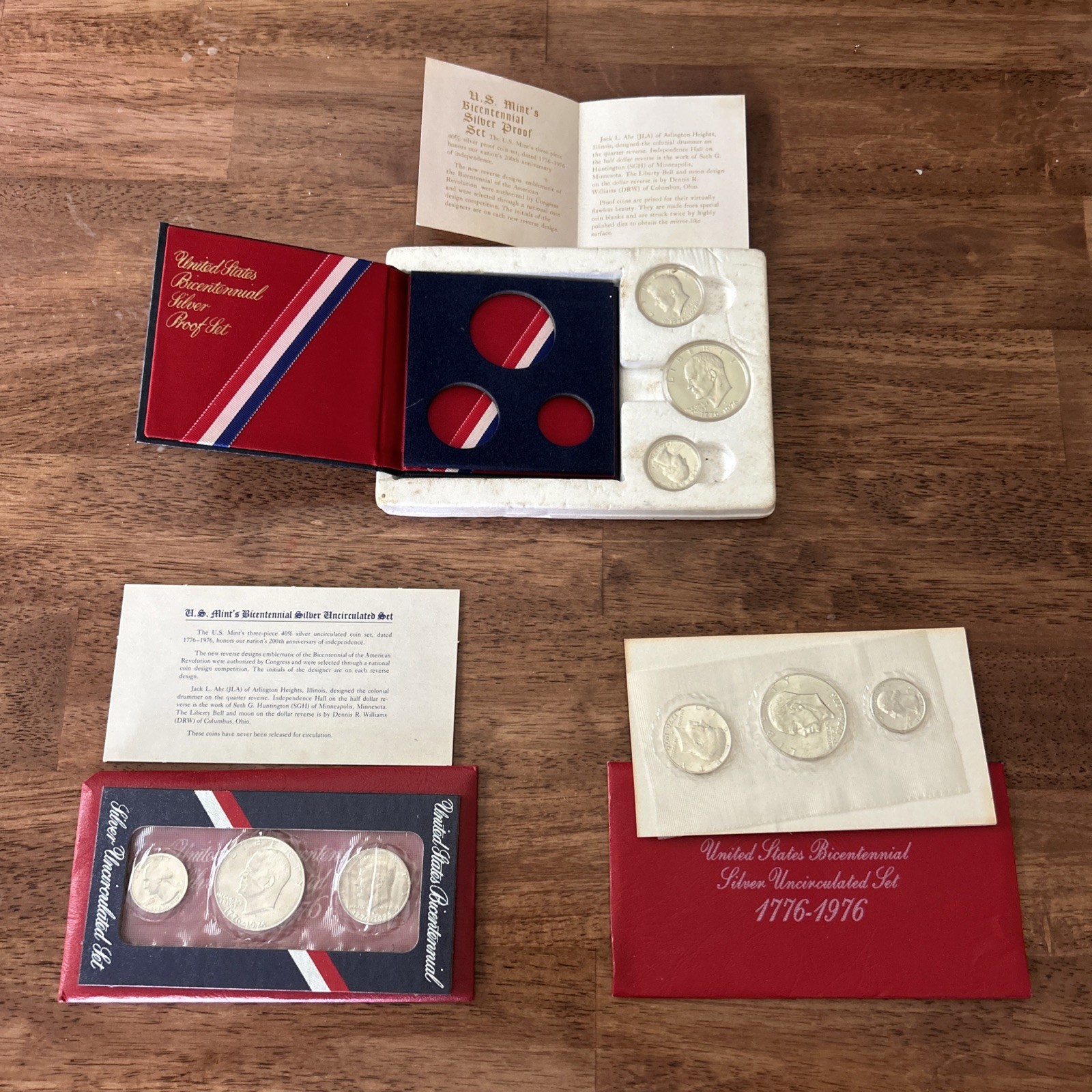 US Mint Bicentennial Silver Proof/Uncirculated Sets 1776-1976 40%S Lot Of 3 Sets