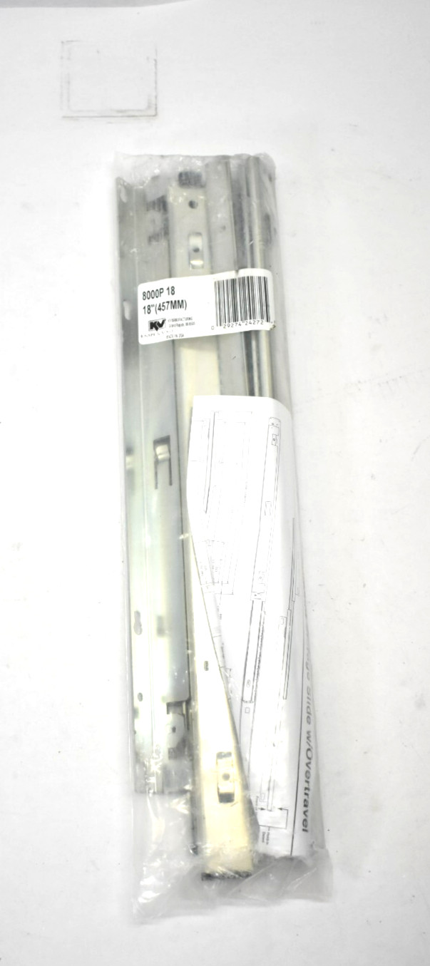 Knape & Vogt Undermount Pantry Slides Full Extension Bars 18" L Pair 8000P18