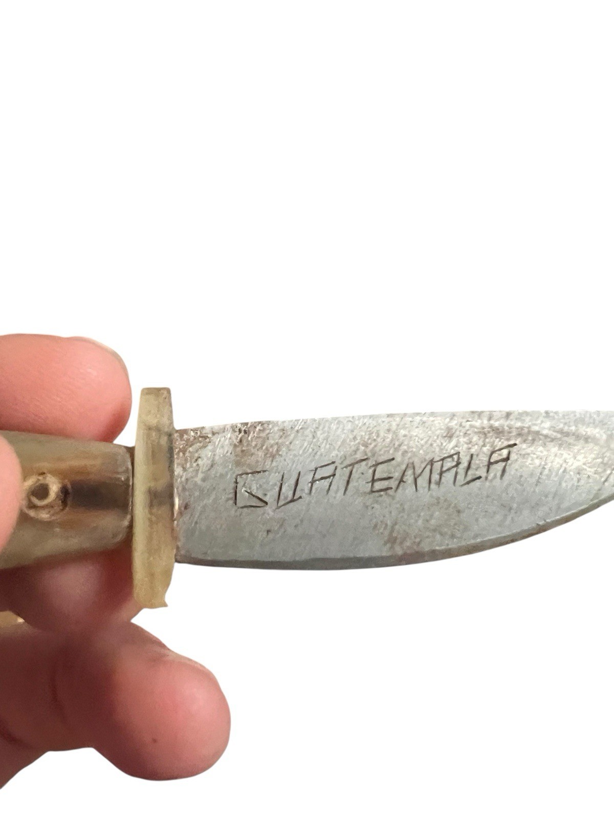Guatemalan Chichicastenango Fixed Blade Knife W/ Sheath Carved Handle