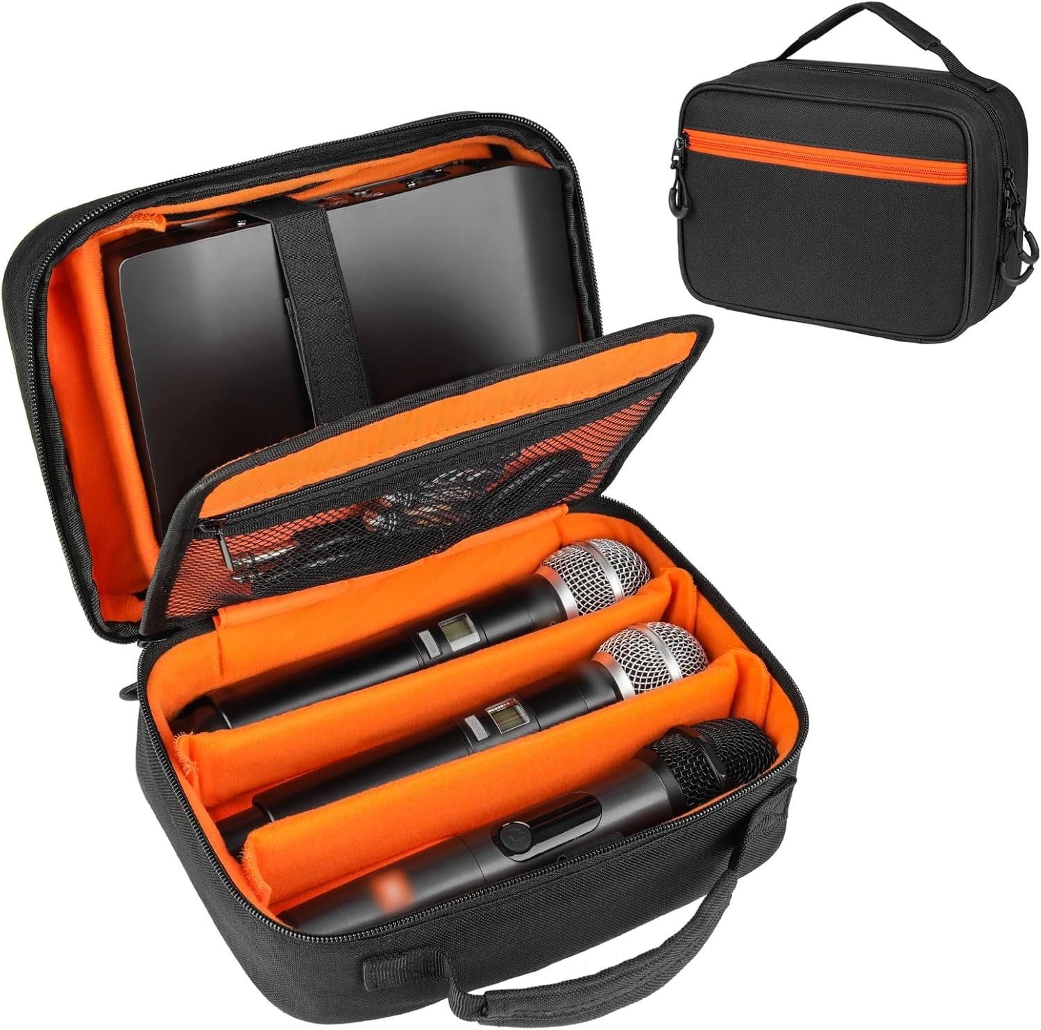 3 Slots Wireless Microphone Carrying Case, for Mics Up to 9.4" (Must Lay Flat...