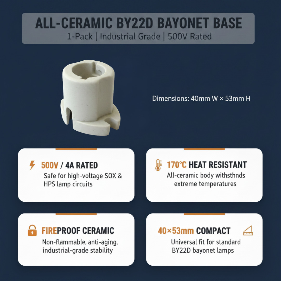 All Ceramic BY22D Bayonet Socket with stand base for Light Bulb/LED