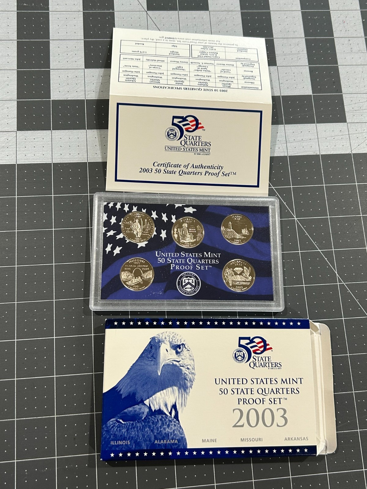 2003-S Clad Quarter Proof Set US Mint 5 Coin Set COA & OGP Orig Government Pkg