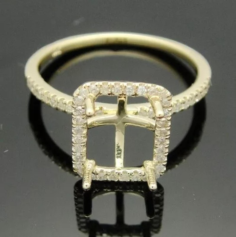 8x6mm Square Semi Mount Ring 925 Sterling Silver Solitaire With Accents Ring