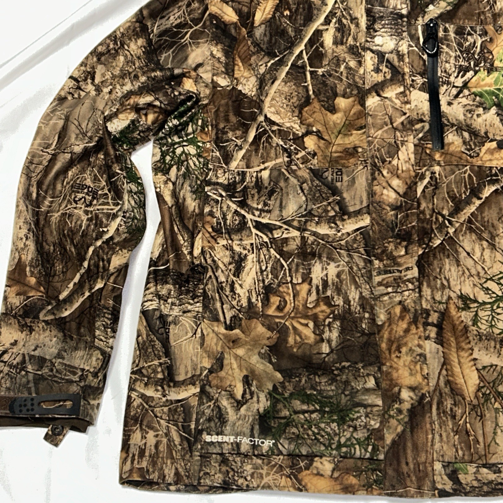 Real Tree Men’s Jacket Scent Factor Camo Size Medium Full Zip Pockets