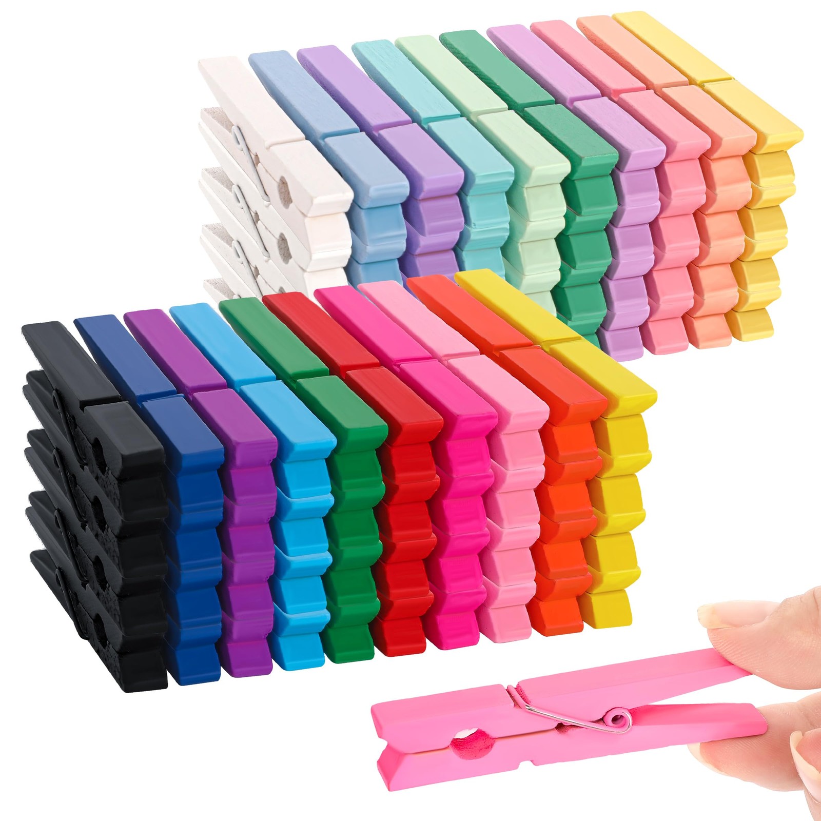 80 PCS Colored Wooden Clothes Pins 2.9 Inch DIY Crafts Hanging Clothespins