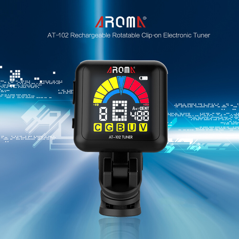 AROMA Rechargeable Guitar Clip-on Tuner For Chromatic Guitar Bass Violin