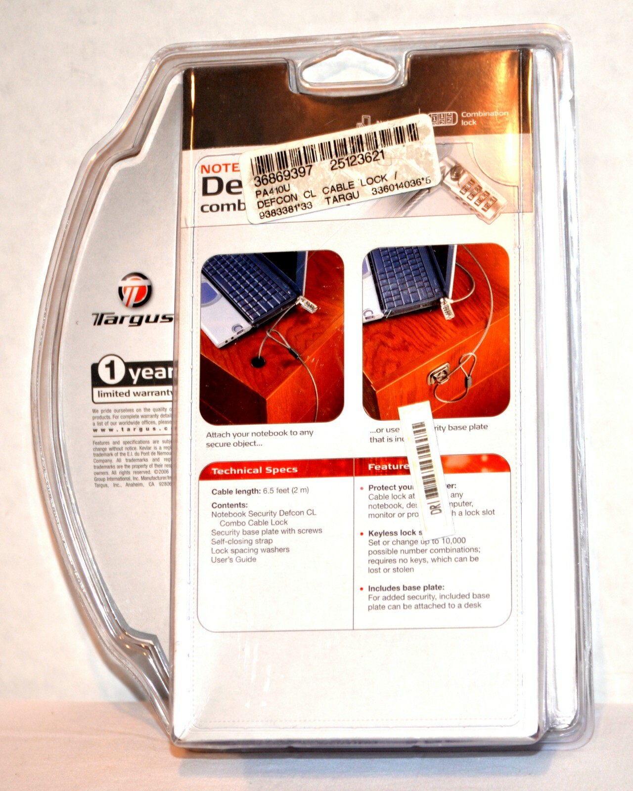 Targus Defcon CL Notebook Security Combination Cable Lock - PA410U - New