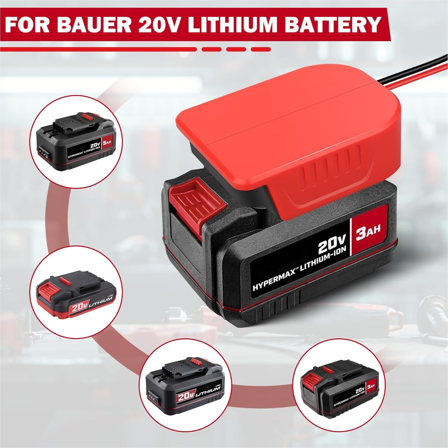 Versatile 2 Pack Power Wheel Adapter for Bauer 20V Batteries - Safe and Durable