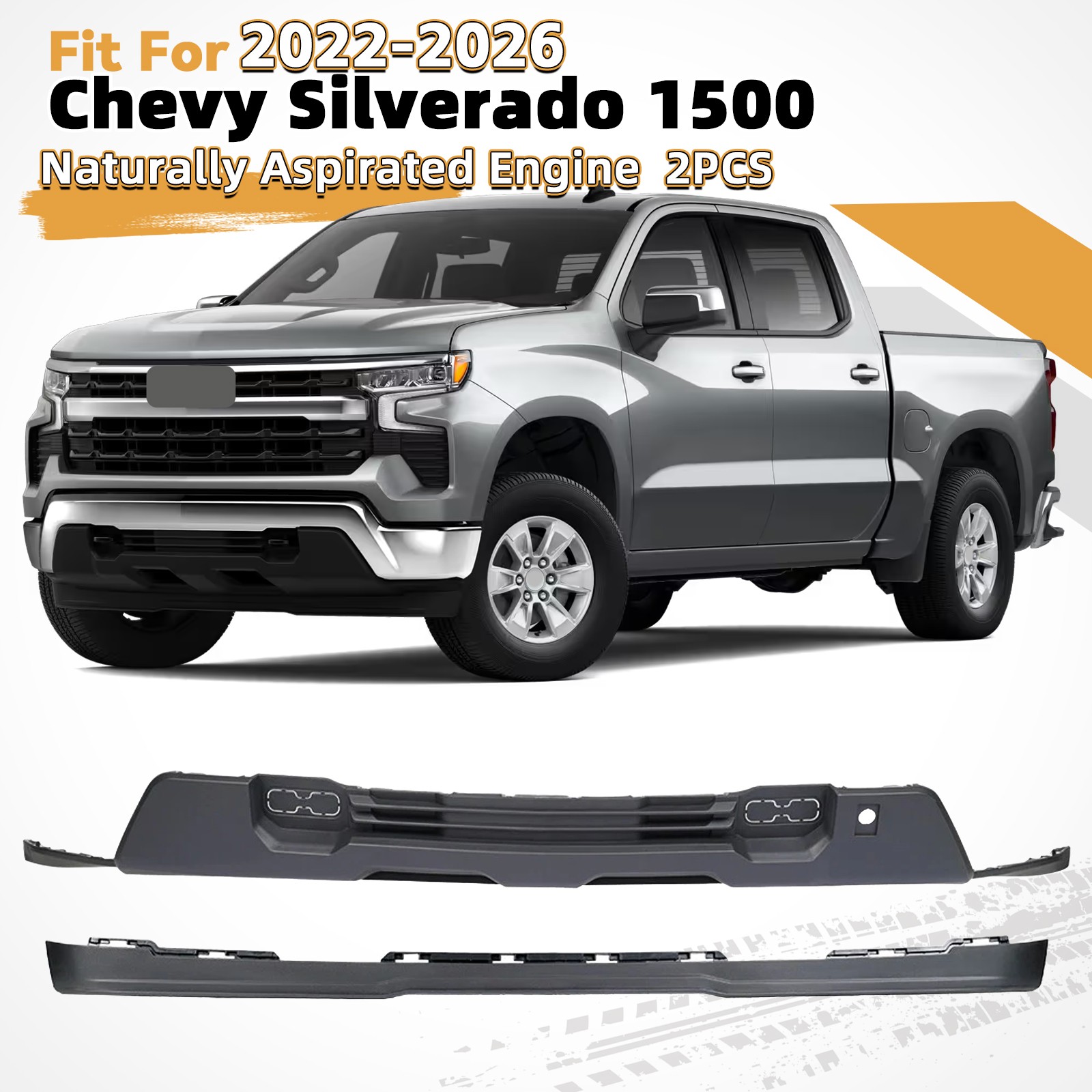 Front Lower Bumper Cover For 2022-2026 Chevy Silverado 1500 with Lower Deflector