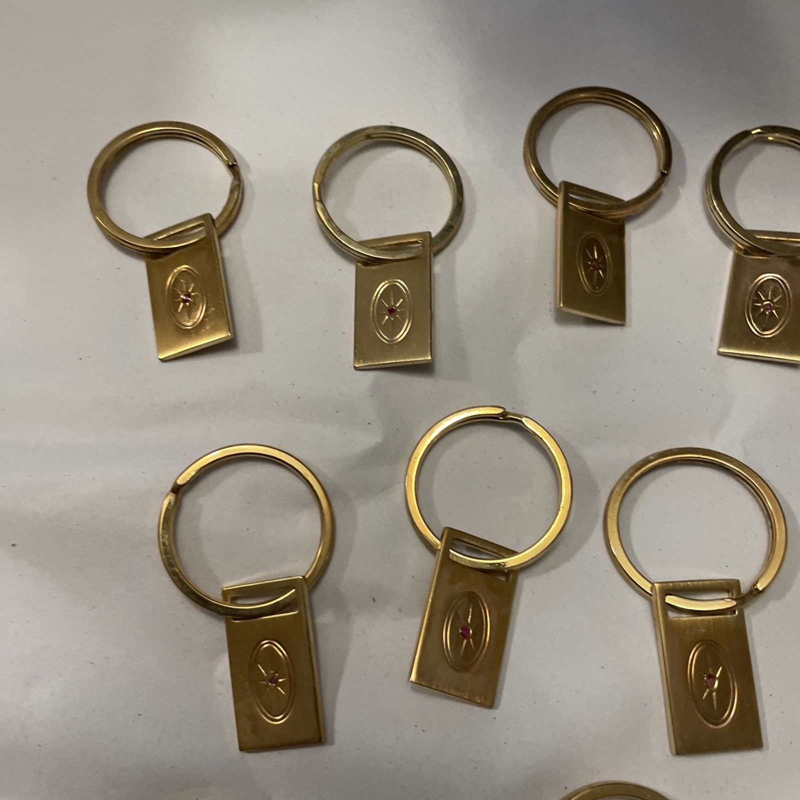 Lot Of 12 Foster Genuine Ruby Gold Plate Key Rings Clearance